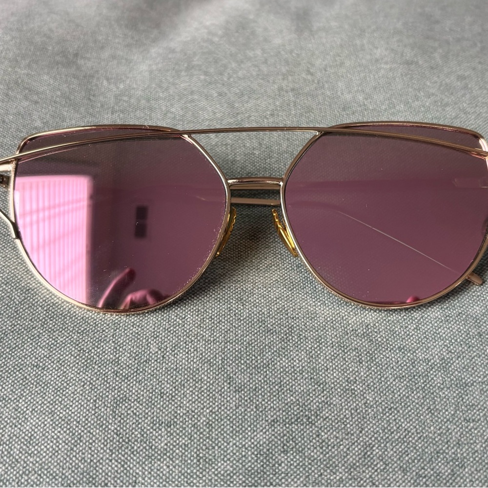 Gold Frame Sunglasses with Pink Lenses